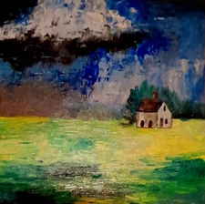 Scotland Original Oil Painting Cottage Landscape Wall Art Ireland Farmhouse Art