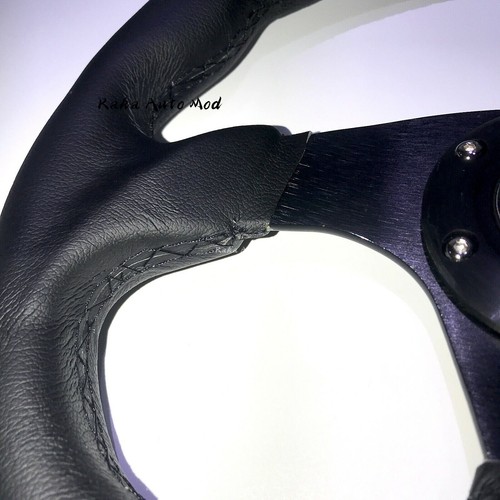 320mm Leather Yellow Strip D Shape Steering Wheel Race Fit MOMO Boss Kit DiRT 2 - Picture 8 of 16