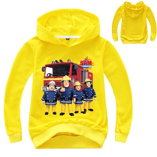 Fireman Sam Long Sleeve Sweatshirt Firefighter Clothes Boys Hoodies Coat Tops - Picture 42 of 45