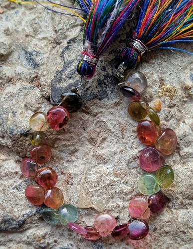 20 Ct Natural Watermelon Bi Color Tourmaline Heart Shape 4 inch Beads Gemstone - Picture 12 of 16