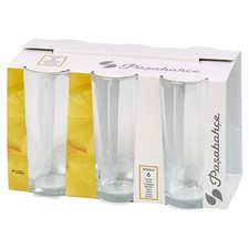 Set of 6x200ml Clear Glass Tall Water Juice Drinking Highball Tumbler Glasses