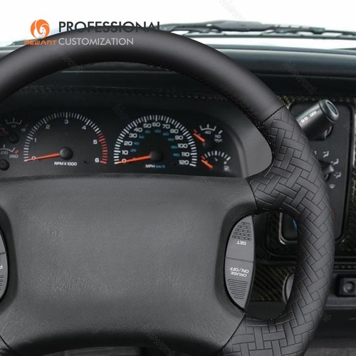 Black PU Embossed PU Leather Steering Wheel Wrap for Dodge Ram 1998-02 Non-slip - Bild 5 von 17
