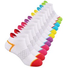 12 Pairs Girls Socks Ankle Athletic Socks Cotton Sports Socks With Cushioned ...