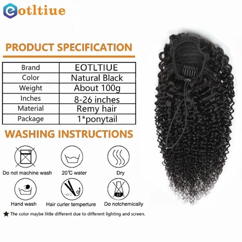 Drawstring Puff Ponytail Curly Hair Extension Malaysia Real Human Hair Clip in - Picture 4 of 17