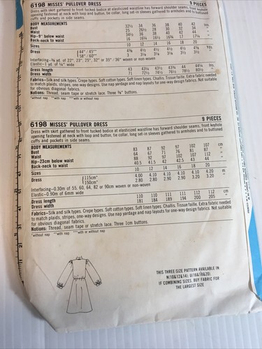 Vestido blusa con lazo estampado de costura vintage Simplicity 6198 1983 talla 10 12 14 - Imagen 3 de 7