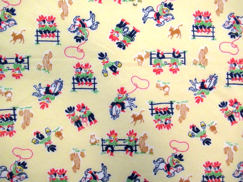 1YD Vintage Childrens Cowboy Fabric Rodeo Kids Retro Cowboys Cowgirls Western - Picture 2 of 6