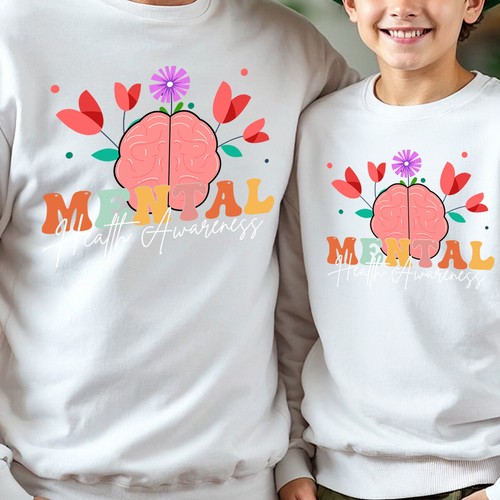 Mens Kids Floral Brain Mental Health Awareness Sweatshirt Jumper Anxiety #MHA - Picture 3 of 29