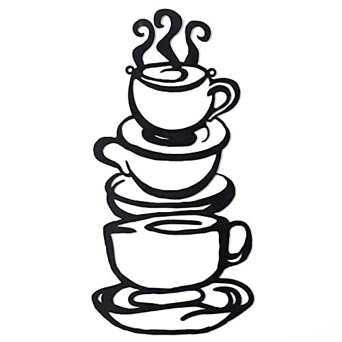 Coffee Cup Metal Wall Art, Farmhouse Kitchen Restaurant Decor Coffee Black #01 - Bild 8 von 8