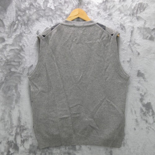 Vintage Pendleton Sweater Vest Men's Large Gray Plaid Lambs Wool Button Front - Picture 10 of 14