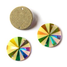 AB Round Matte Flatback Sew On Crystals Stones Glass Rhinestone With Two Holes