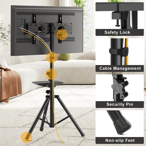 Tripod TV Stand for 23-75 inch Flat Screen/Curved TVs up to 100 lbs - Picture 5 of 10