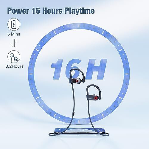 Bluetooth Kopfhörer, kabellose Kopfhörer mit 16 Stunden Spielzeit schwarz - Bild 5 von 7