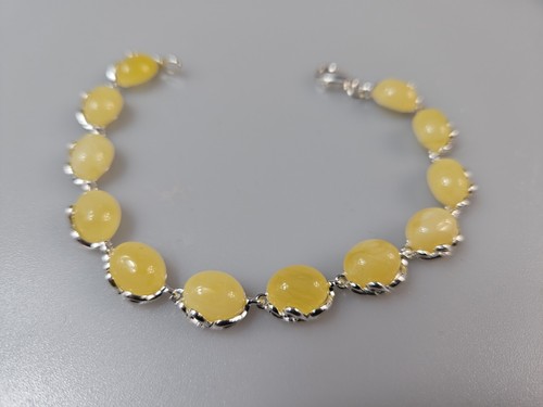Brazalete ámbar blanco peligroso plata 925 amarillo piedra preciosa real - Imagen 6 de 6