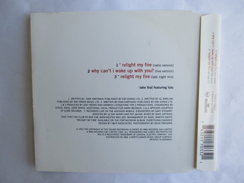 TAKE THAT FEATURING LULU - MAXI CD "RELIGHT MY FIRE" - Imagen 2 de 2