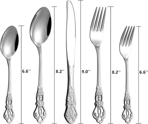 40 Pieces Retro Royal Silverware Set for 8 Stainless Steel Flatware Dishwasher - Picture 2 of 9
