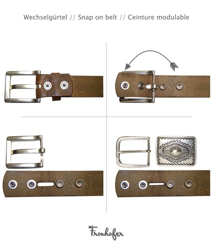 FRONHOFER Retro Nietengürtel 4,5 cm hochwertig aus Leder, Klassiker - Bild 2 von 6