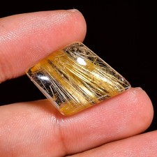 Natural Golden Rutile Quartz Cabochon Loose Gemstone 19 Ct 26X18X6 MM