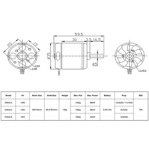 9imod D3542 1450KV/1252KV/1000KV Brushless Motor ForRC Multicopters Aircraft - Picture 2 of 10