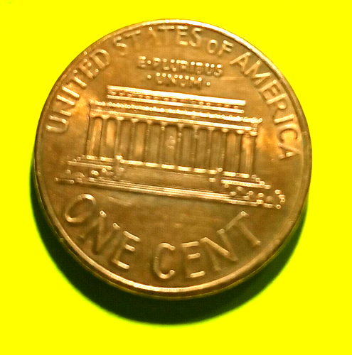 Centavo pequeño Lincoln Memorial 1990 D. DDO, DDR, ampollas de chapado. - Imagen 2 de 2