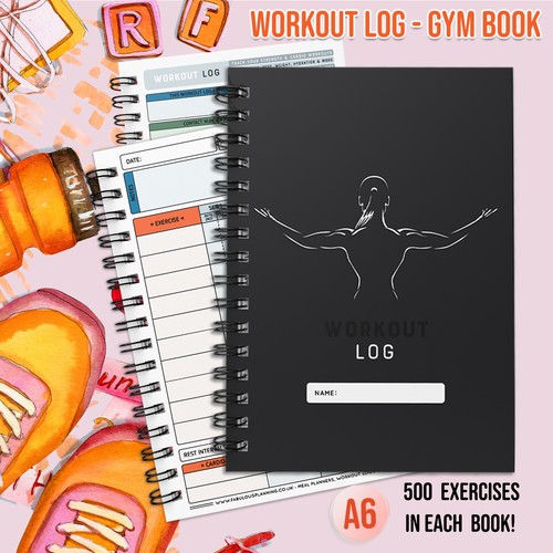 WORKOUT LOG - FITNESS GYM BOOK WEIGHT TRAINING BODYBUILDING REPS SETS A6 LADIES - Picture 8 of 14
