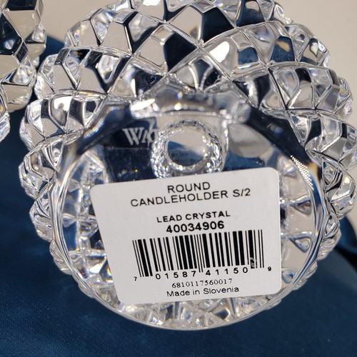 Waterford Kristall runder Kerzenhalter 2er Set Bougeoir Diamond Point schwer - Bild 10 von 10