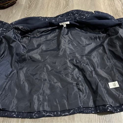 Cabi #109 Brocade Navy Blue Floral Jacquard Print Single Button Blazer Size 6 - Picture 8 of 10