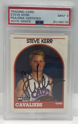 Steve Kerr Signed 1989 NBA Hoops RC Card #351 NBA Warriors Slabbed Auto