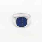 Blue Lapis Gemstone, Square Signet Ring, Men Women Unisex jewelry, Woman and Man