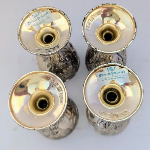Mini calici cordiali vintage Corbell & Co placcati argento cherubino vite x4 condizioni A+! - Foto 13 di 18