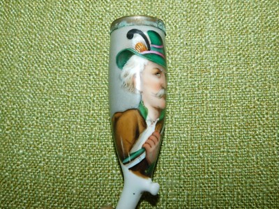 Porcelain pipe tobacco pipe pattern ''hunter with hat''!