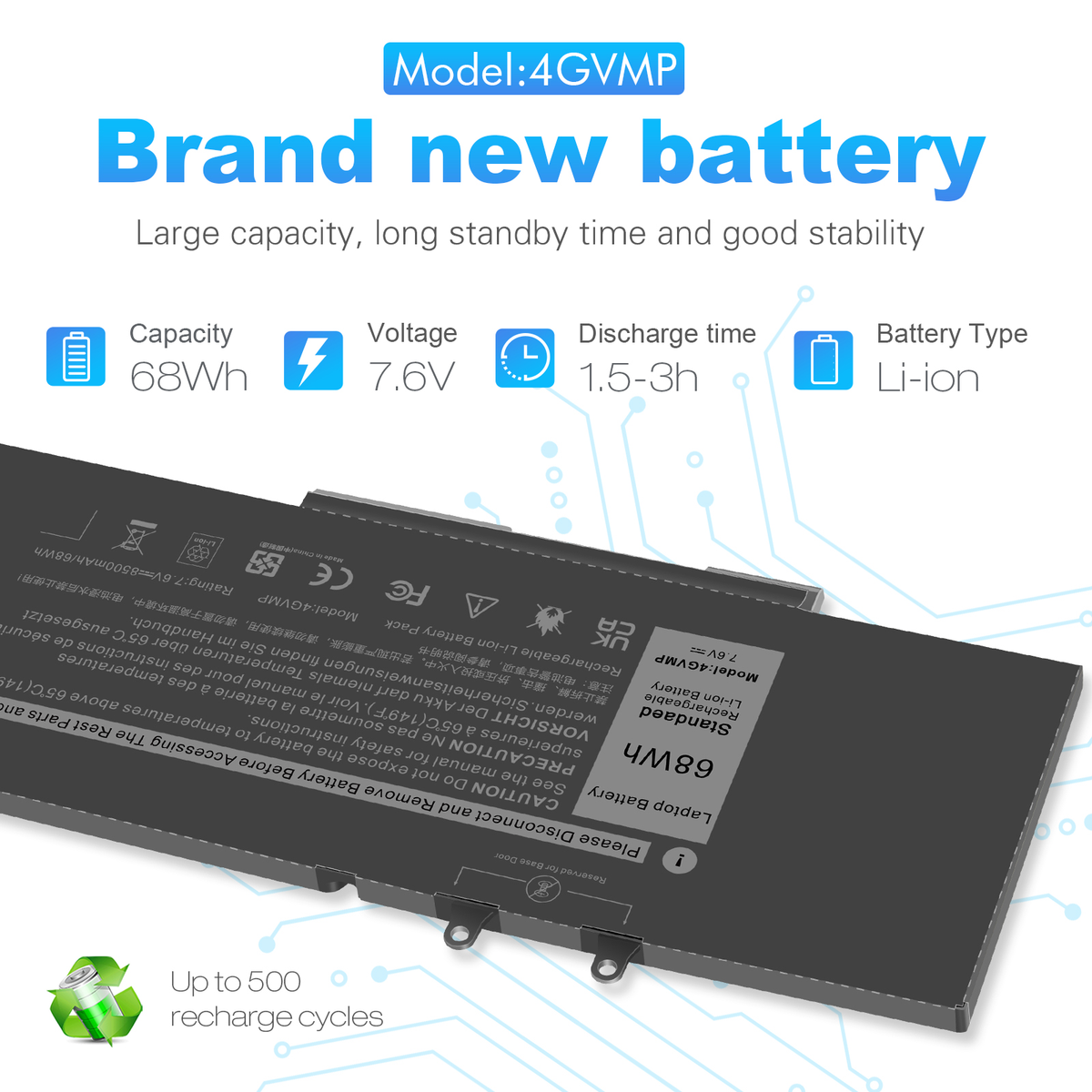 ANTIEE Laptop Akku 7,6V 68Wh 4GVMP – Kompatibel M Produktbild-Vorschau 4