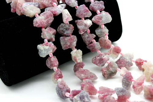 Natural Raw Pink Tourmaline Chips Rough Nugget Pebble Gemstone Beads PGS155 - Picture 3 of 7