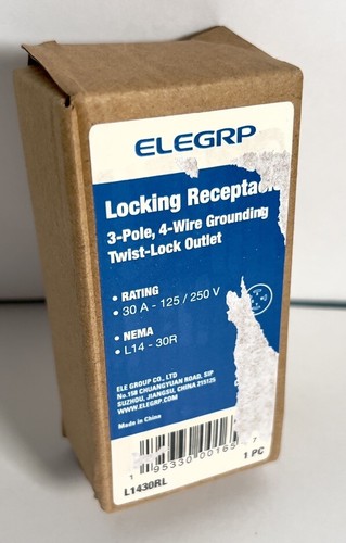 ELEGRP 30 Amp 125/250V NEMA L14-30R Locking Receptacle, Industrial Grade Outlet - Picture 2 of 5