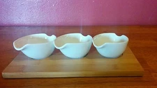 Nip 4 piece porcelain prep bowl set with bamboo tray