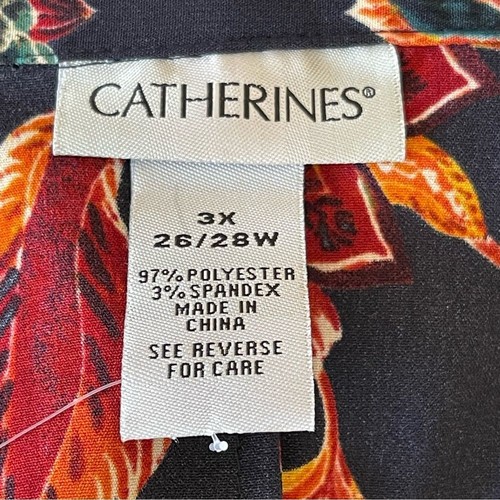Catherines Women’s Leaf Floral Print Tunic Blouse Shirt Plus Size 3X Navy Orange - Picture 7 of 7