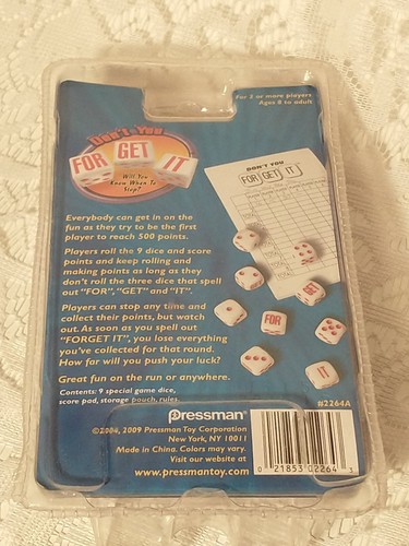 Pressman Toy Corporation Dont You For Get It Dice Game Toys tblbc1 - Picture 6 of 13