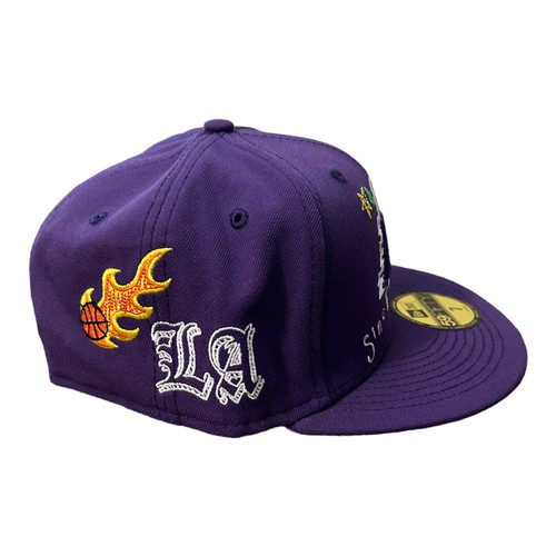 New Era Los Angeles Lakers NBA Scribble 59FIFTY Fitted Hat Purple Sz 7 1/2 - Picture 2 of 4