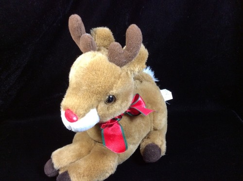 Fiesta Reindeer Red Nose Plush Stuffed Soft Toy 9" Deer Animal Christmas  - Picture 1 of 4