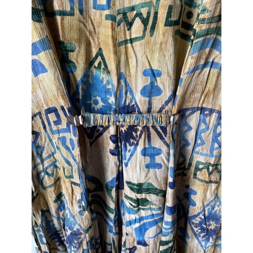 Abito donna vintage Swift Originals grande western bohemien maxi modesto marrone chiaro - Foto 8 di 11