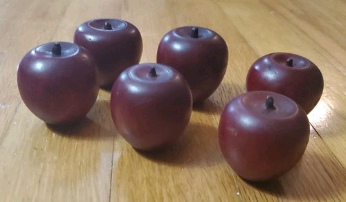 6 cesti frutta fattoria mela rossa legno intagliato a mano vintage decorazione casetta - Foto 3 di 6
