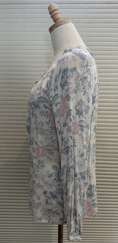 Top de mujer Lucky Brand rosa pastel azul marfil floral campesino manga larga mediano - Imagen 2 de 6