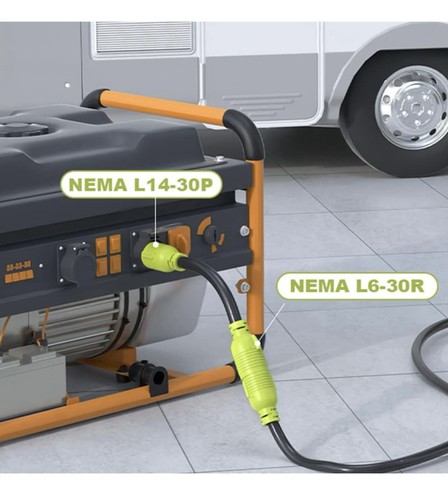 NEMA L14-30P to NEMA L6-30R,30 Amp Adapter 4 Prong to 3 Prong Lock Connection... - Bild 5 von 5
