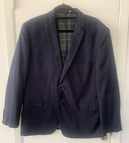 U.S Polo Assn. Size 44S Blazer, Suite Jacket, Dark Blue, Plaid Red Green Linin