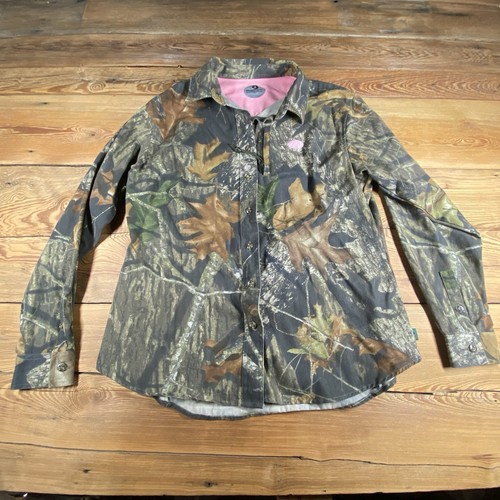 VTG Mossy Oak Camo Button Up Long Sleeve Heavy Gauge Shirt Youth Large - Picture 3 of 10