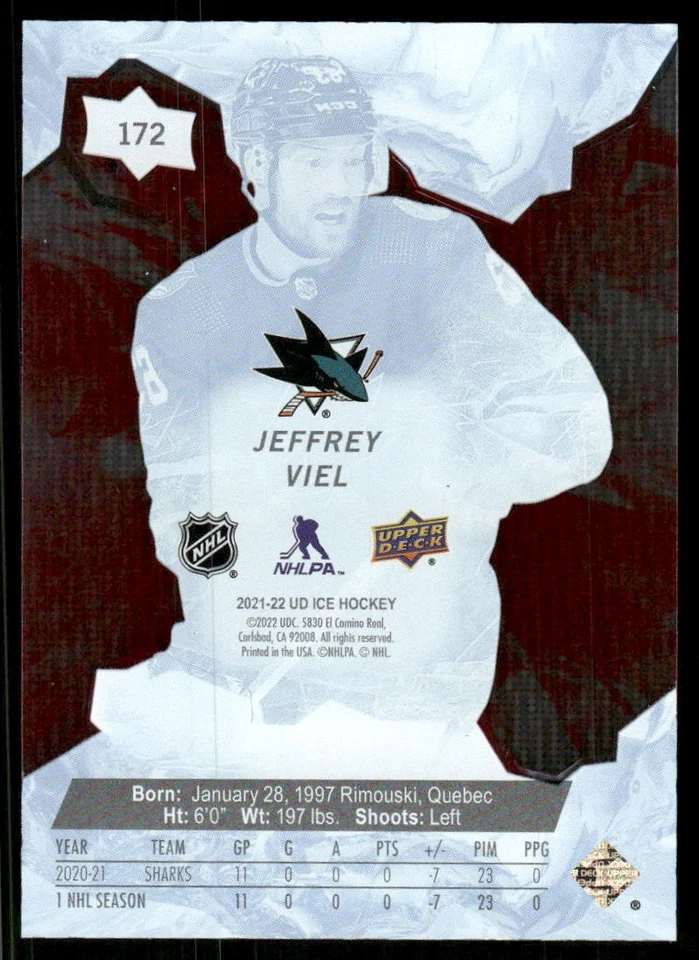 2021-22 Upper Deck Ice #172 Jeffrey Viel Red #/399 - Image 2 of 2