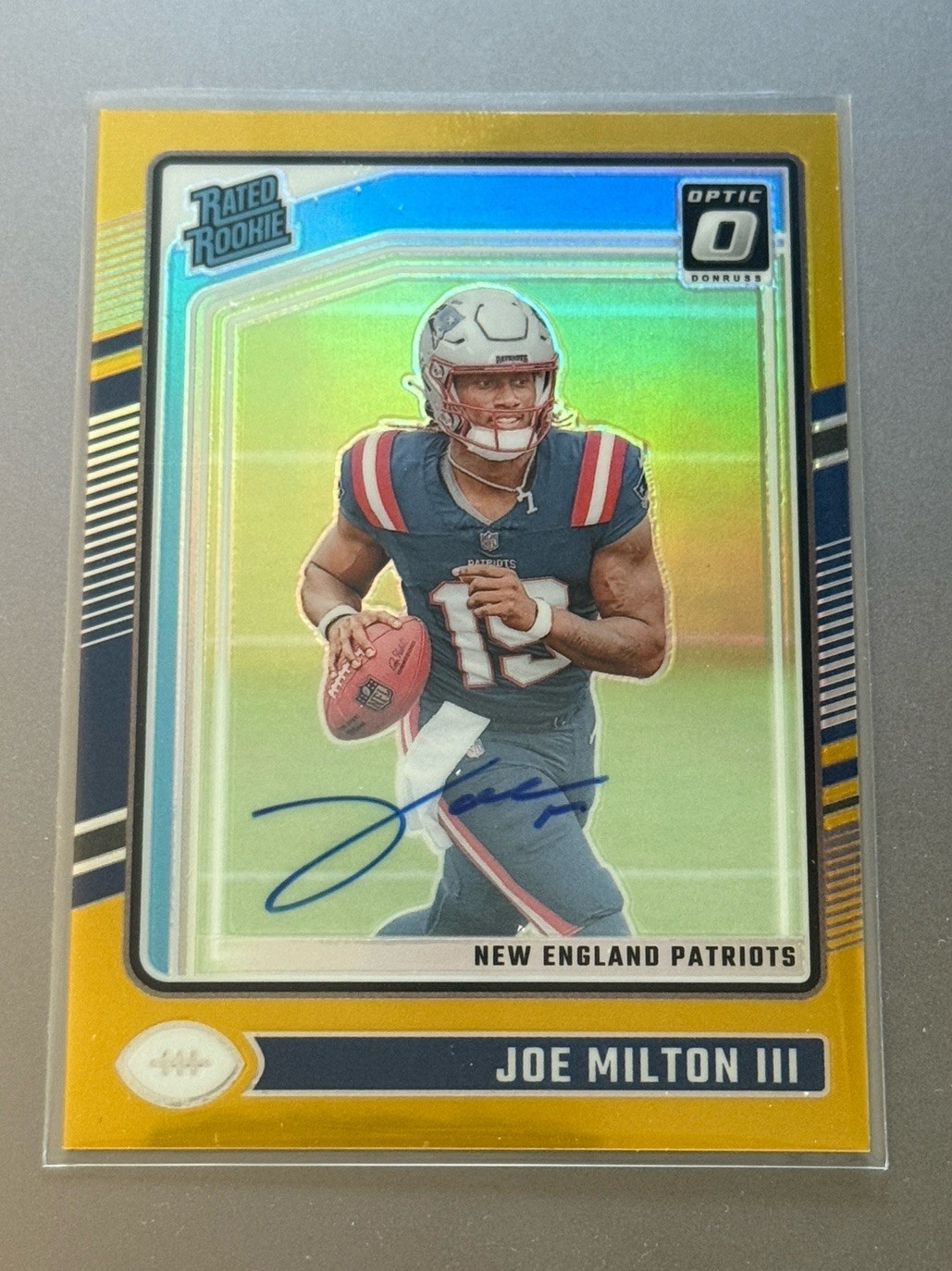 2024 Panini Donruss Optic - Rated Rookie Joe Milton III #255 Gold Prizm /10 (RC)