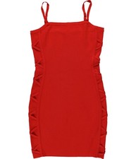 GUESS Womens Gia Side Lace Bodycon Dress, Red, Large