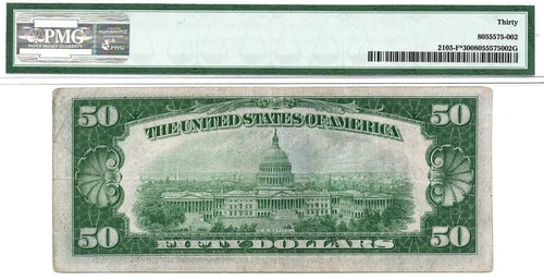 1934a* $50 Atlanta STAR Federal Reserve Note • 2103-F* • PMG 30 • Scarce POP 2/1 - Picture 2 of 2