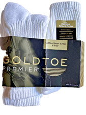 Gold Toe Men  s Cushion Athletic Socks Short Crew White 4 Pair Pack NEW From 2015