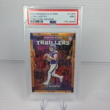2024 Panini Rookies & Stars - Thrillers J.J. McCarthy #T-JMY Orange /25 (RC)
